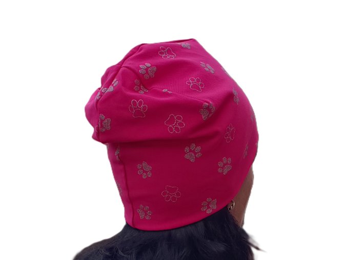 Čepice a nákrčník třpytivé tlapky růžová