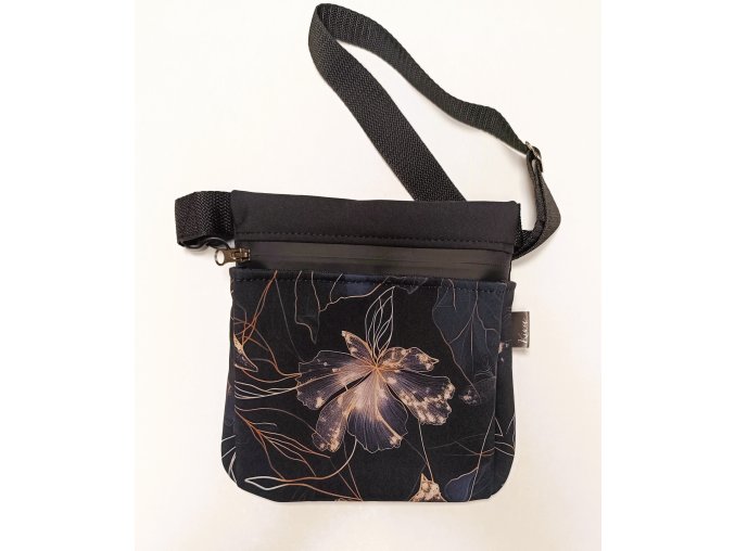 Pamlskovník zip a magnet pavučinové květy černá