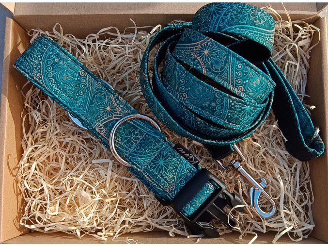 Obojek pro psa Klasik tyrkysová mandala