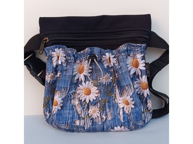 Pamlskovník zip kopretiny na jeans