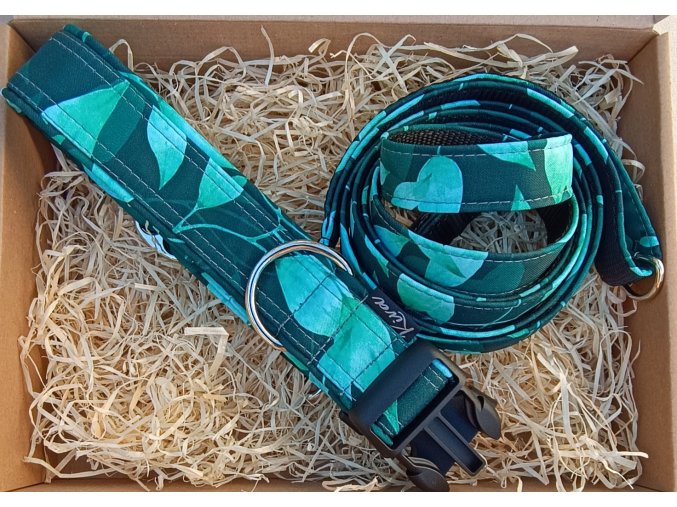 Obojek pro psa Klasik zelené lístky