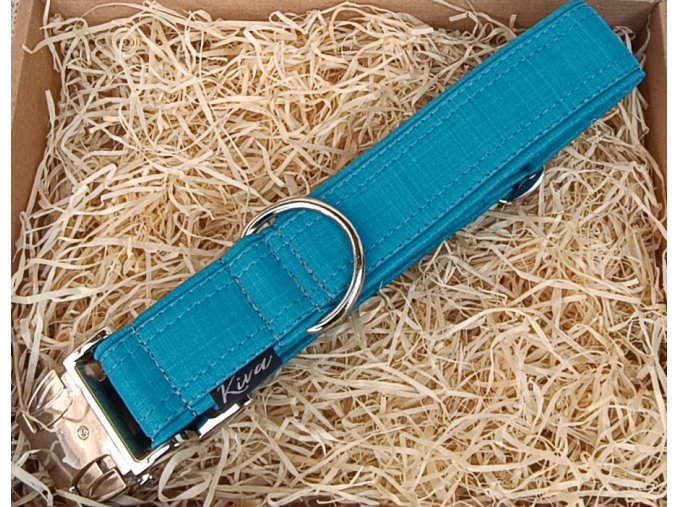 Obojek pro psa tyrkysový s kovovou sponou