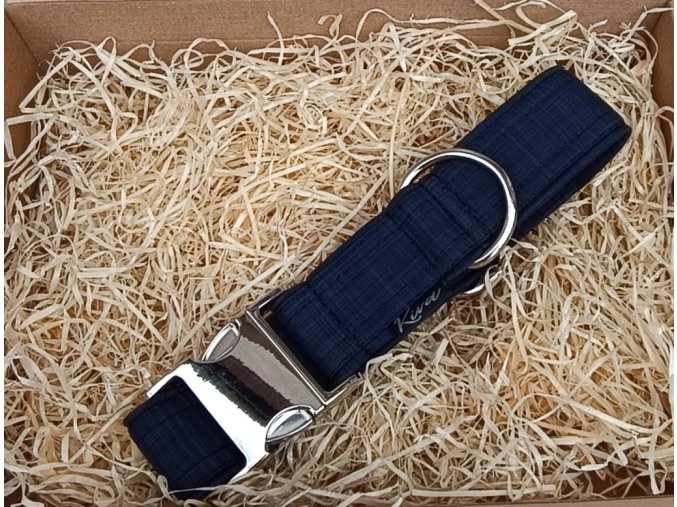 Obojek pro psa Tmavě modrý s kovovou sponou