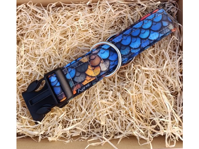 Obojek pro psa Dračí šupiny modrý