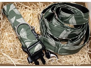 Obojek pro psa Lístky na zelené