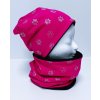 Čepice a nákrčník třpytivé tlapky růžová