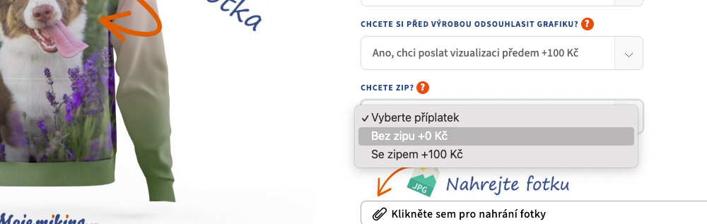 Doplňkové služby pro mikinu