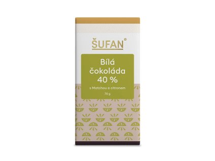Bílá čokoláda 40% s matchou a citronem