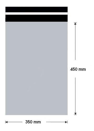 Nákres plastové obálky 350×450 mm s vyznačenými rozměry a samolepicí klopou