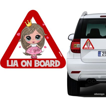 Samolepka na auto s reflexným textom - dievčatko Lia