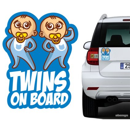 Samolepka na auto - TWINS ON BOARD - dvojčata chlapci