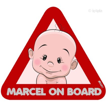 Samolepka na auto s reflexním textem - Marcel