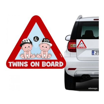 Samolepka na auto s reflexním textem TWINS chlapci