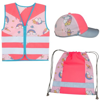 Set reflexní vesta, taška a kšiltovk - unicorn