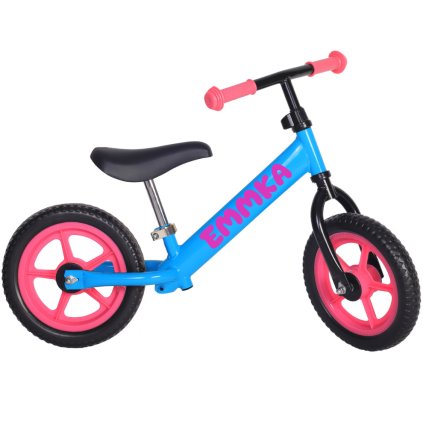 Moje odrážadlo s menom - tyrkysové s ružovými kolesami