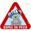Samolepka na auto - s reflexným textom - medvedík Balu