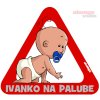samolepka na auto - s reflexným textom - bábätko s modrým cumlíkom