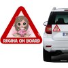 Samolepka na auto - s reflexným textom - dievčatko Regina