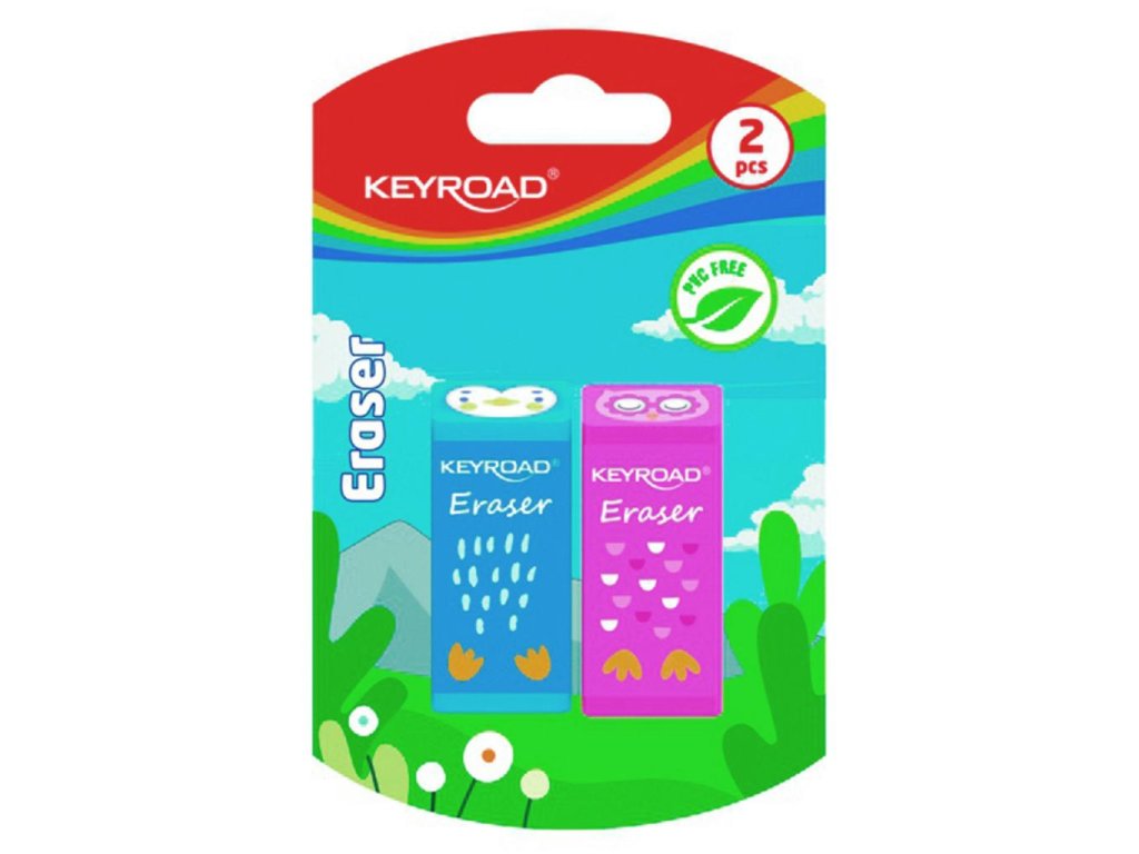 Guma KEYROAD Zvieratá, blister 2 ks, mix farieb