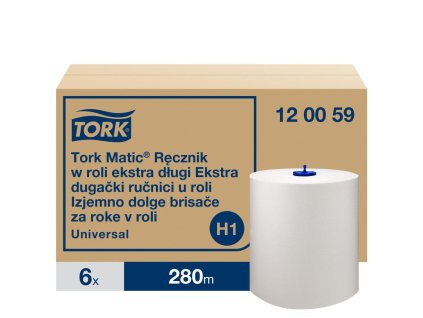 Papierové utierky v rolke 1-vrstv. TORK Matic extra dlhé biele H1, návin 280 m (6 ks)