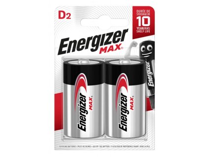 Batéria Energizer alkalická Max 1,5 V, typ D, 2 ks