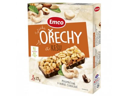 Tyčinka Emco s orechami a kešu 3 x 35 g