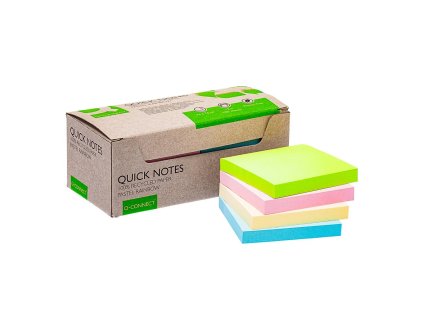 Samolepiaci bloček Q-CONNECT recyklované 76x76 dúhové 12ks