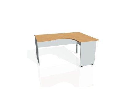 Pracovný stôl Gate, ergo, ľavý, 160x75,5x120 cm, buk/sivá