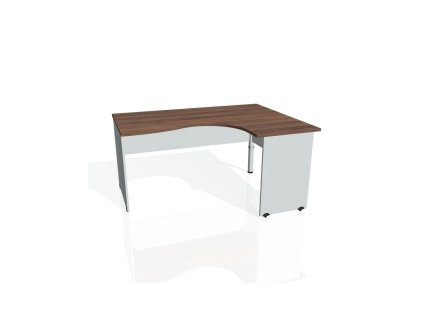 Pracovný stôl Gate, ergo, ľavý, 160x75,5x120 cm, orech/sivá