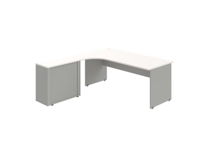 Pracovný stôl Gate, ergo, pravý, 180x75,5x200 cm, biela/sivá