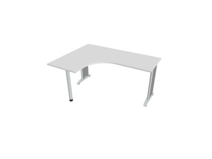 Pracovný stôl Flex, ergo, pravý, 160x75,5x120 (60x60) cm, biela/kov
