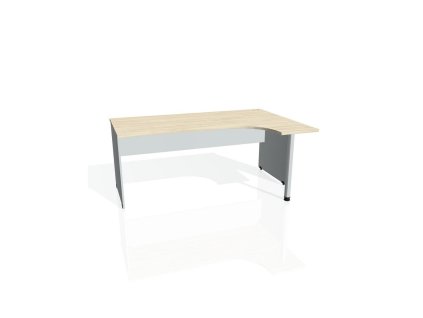 Pracovný stôl Gate, ergo, ľavý, 180x75,5x120 cm, agát/sivá
