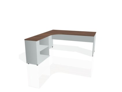 Pracovný stôl Gate, ergo, pravý, 180x75,5x200 cm, orech/sivá