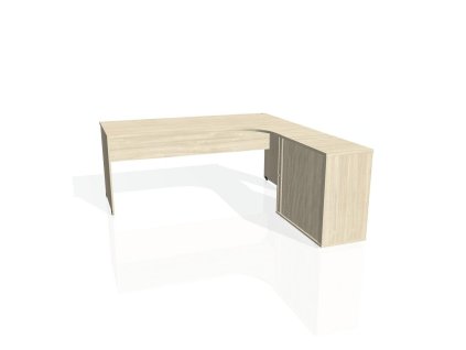 Pracovný stôl Gate, ergo, ľavý, 180x75,5x200 cm, agát/agát