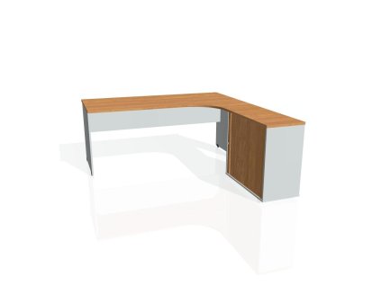 Pracovný stôl Gate, ergo, ľavý, 180x75,5x200 cm, jelša/sivá