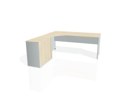 Pracovný stôl Gate, ergo, pravý, 180x75,5x200 cm, agát/sivá