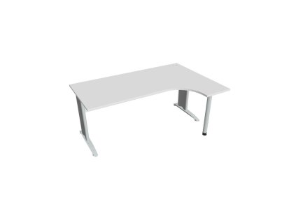 Pracovný stôl Cross, ergo, ľavý, 180x75,5x120 cm, biela/kov