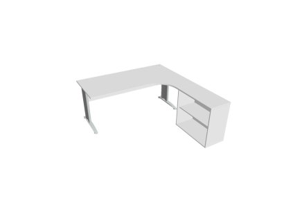 Pracovný stôl Cross, ergo, ľavý, 180x75,5x200 cm, biela/kov