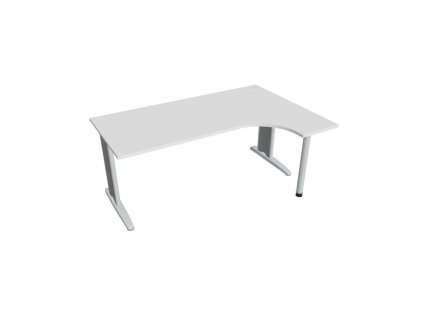 Pracovný stôl Flex, ergo, ľavý, 180x75,5x120 (80x40) cm, biela/kov