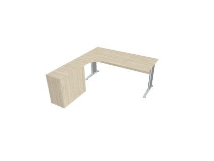 Pracovný stôl Cross, ergo, pravý, 180x75,5x200 cm, agát/kov