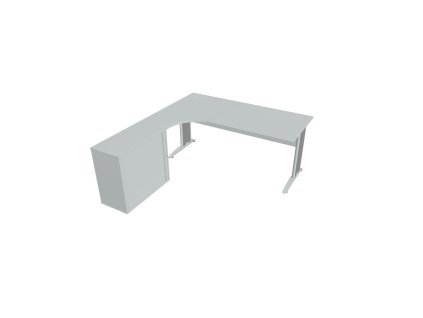 Pracovný stôl Cross, ergo, pravý, 180x75,5x200 cm, sivá/kov
