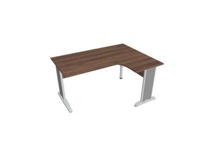 Pracovný stôl Cross, ergo, ľavý, 160x75,5x120 cm, orech/kov