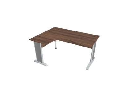 Pracovný stôl Cross, ergo, pravý, 160x75,5x120 cm, orech/kov