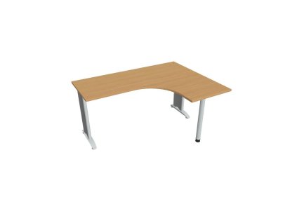 Pracovný stôl Flex, ergo, ľavý, 160x75,5x120 (60x60) cm, buk/kov
