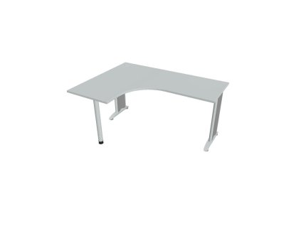 Pracovný stôl Flex, ergo, pravý, 160x75,5x120 (60x60) cm, sivá/kov
