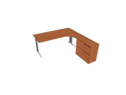 Pracovný stôl Flex, ergo, ľavý, 180x75,5x200,0 (80x40) cm, čerešňa/kov