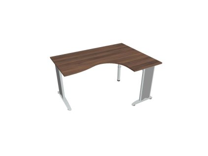 Pracovný stôl Flex, ergo, ľavý, 160x75,5x120 (80x60) cm, orech/kov