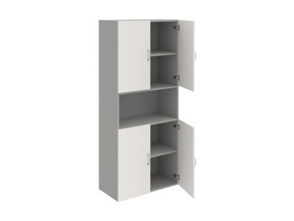 Policová skriňa Drive, 80x185x42 cm, biela/sivá