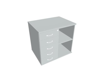 Prídavná skriňa k stolu Hobis, zámok, L, sivá