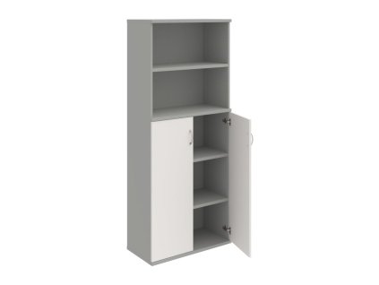 Policová skriňa Strong, 80x192x40 cm, biela/sivá